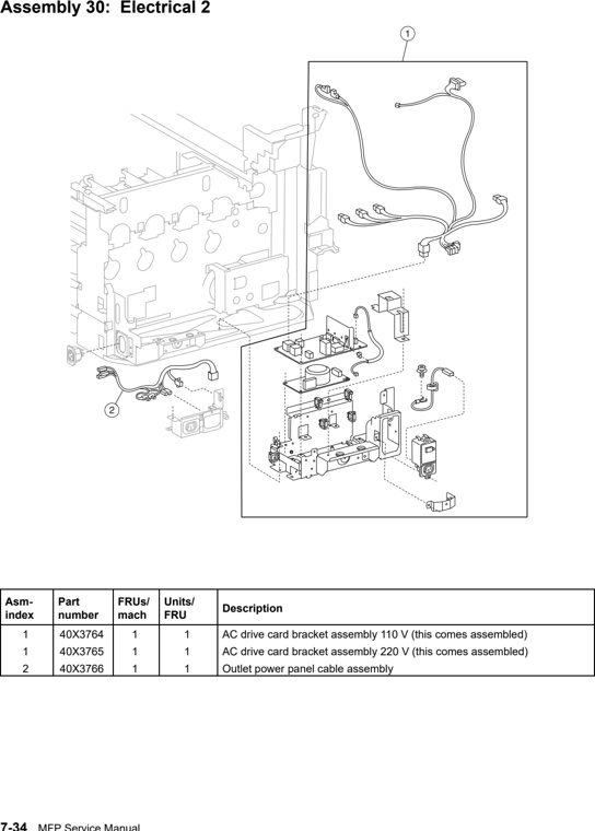 Assembly 30: Electrical 2 parts diagram - Lexmark C935 Parts