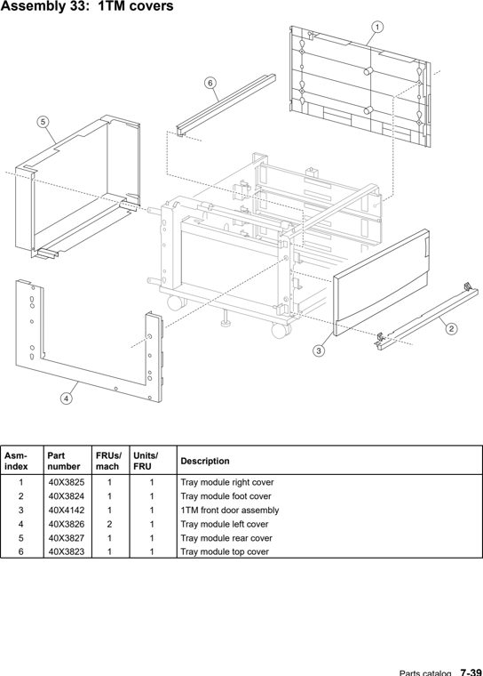Assembly 33: 1TM covers parts diagram - Lexmark C935 Parts
