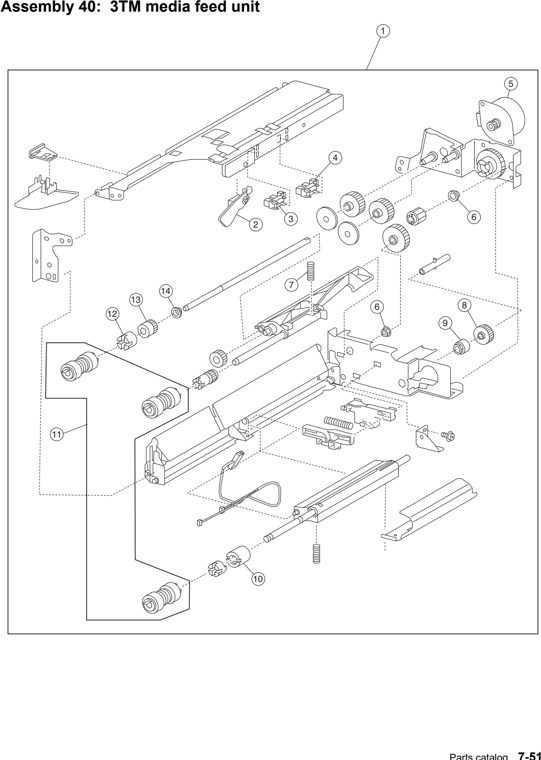 Assembly 40: 3TM Media feed unit parts diagram - Lexmark C935 Parts
