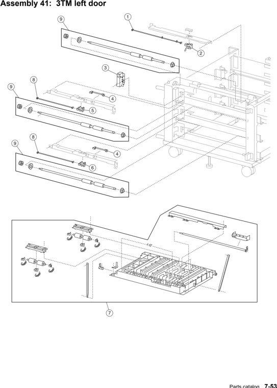 Assembly 41: 3TM left door parts diagram - Lexmark C935 Parts