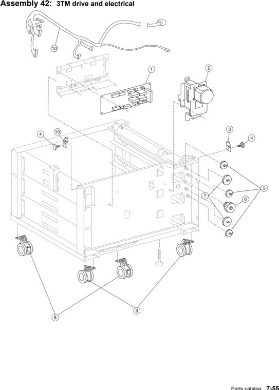 Assembly 42: 3TM drive and electrical parts diagram - Lexmark C935 Parts