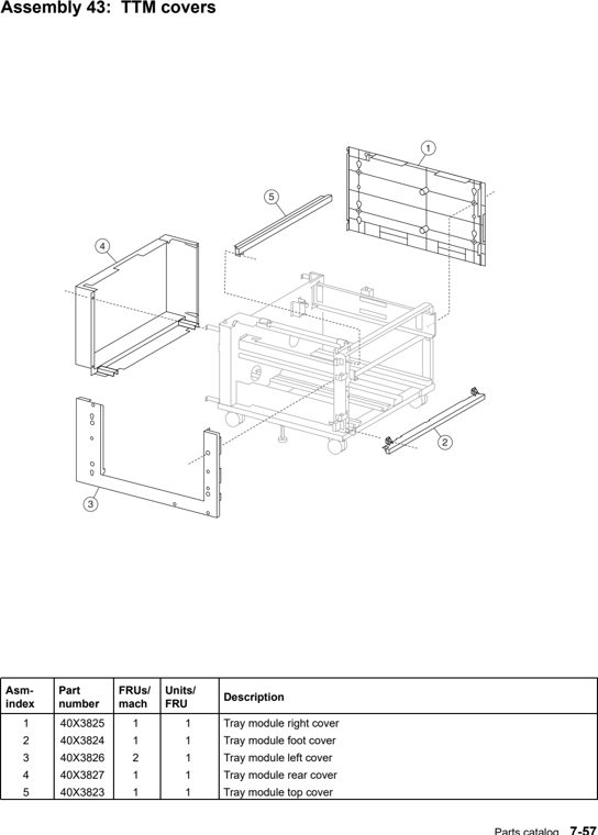 Assembly 43: TTM covers parts diagram - Lexmark C935 Parts