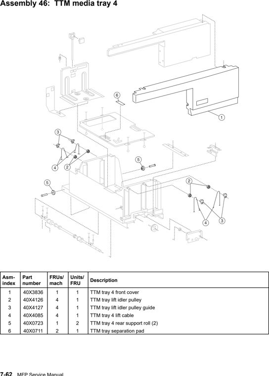 Assembly 46: TTM media tray 4 parts diagram - Lexmark C935 Parts