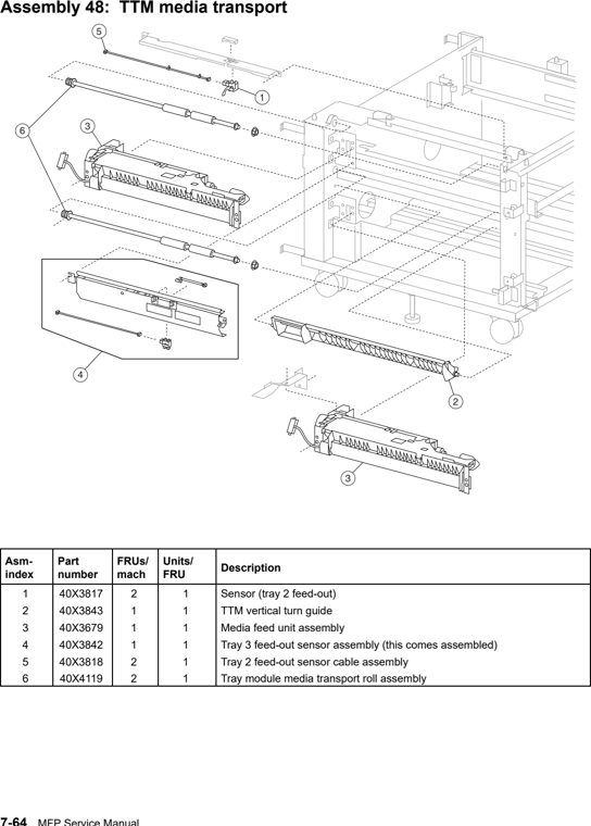 Assembly 48: TTM media transport parts diagram - Lexmark C935 Parts