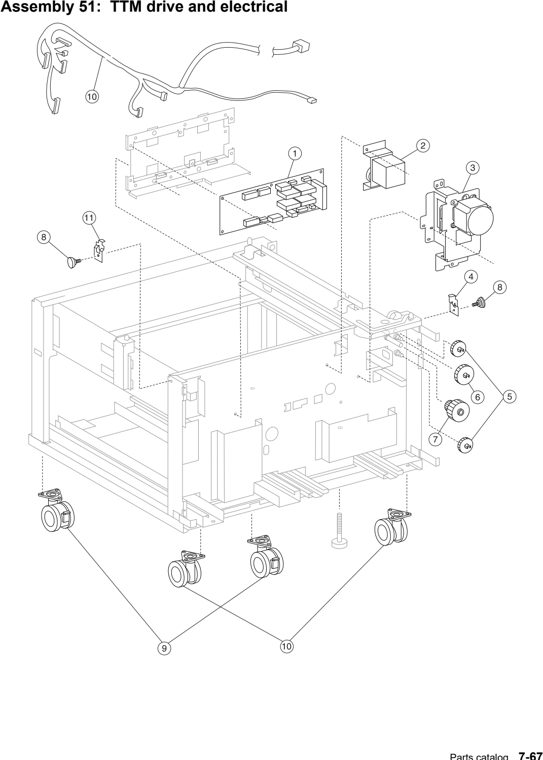 Assembly 51: TTM drive and electrical parts diagram - Lexmark C935 Parts
