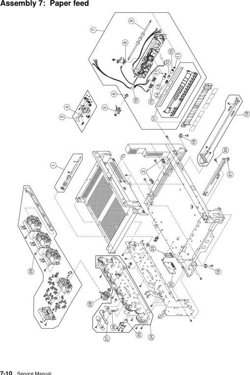 Assembly 7: Paper feed parts diagram - Lexmark C920 Parts