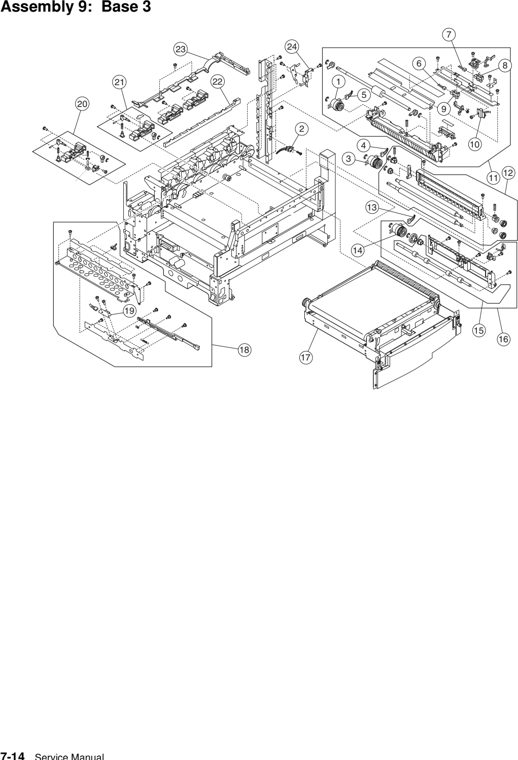 Assembly 9: Base 3 parts diagram - Lexmark C920 Parts