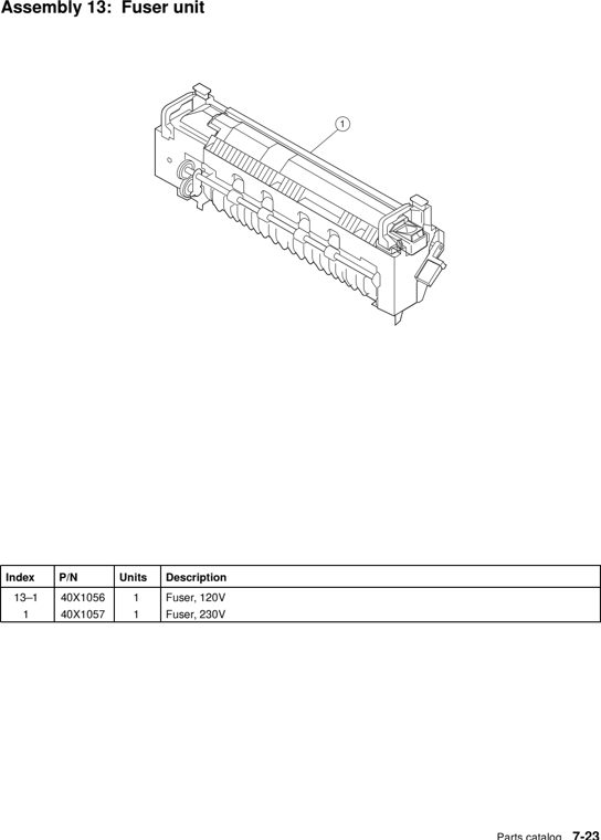 Assembly 13: Fuser unit parts diagram - Lexmark C920 Parts