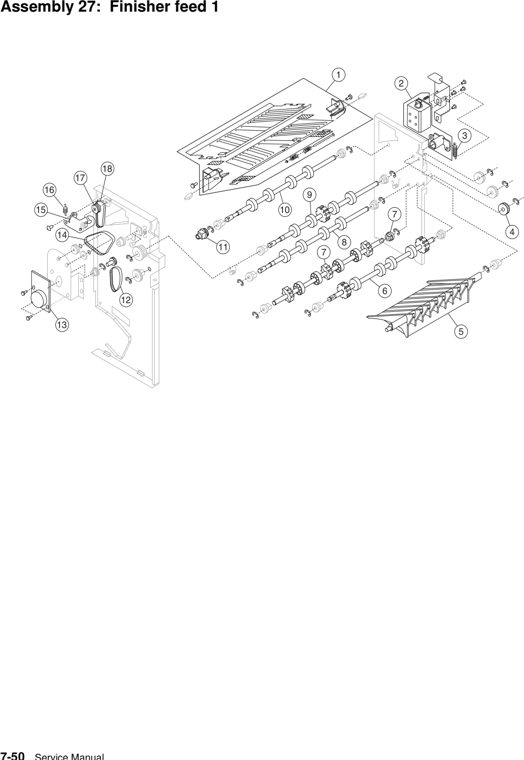 Assembly 27: Finisher feed 1 parts diagram - Lexmark C920 Parts