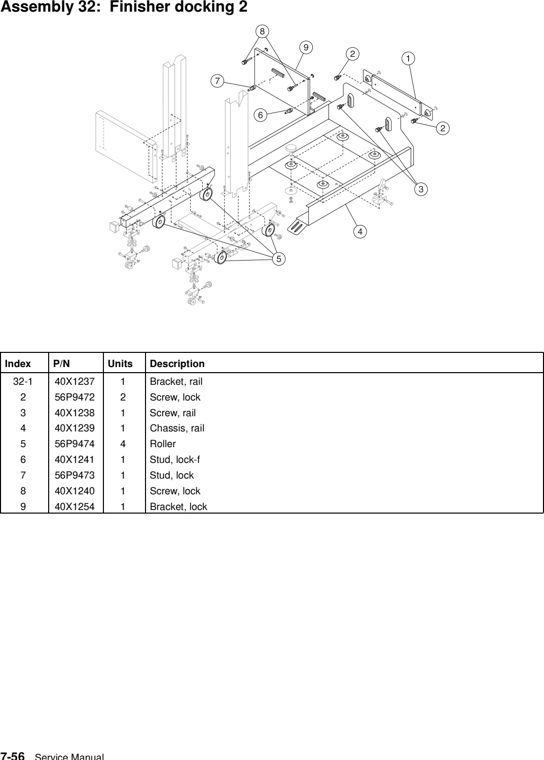 Assembly 32: Finisher docking 2 parts diagram - Lexmark C920 Parts