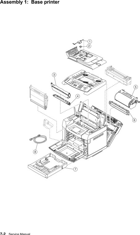 Assembly 1: Base printer parts diagram - Lexmark X500 & X502 Parts