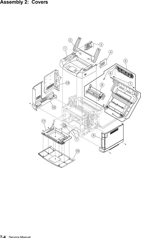 Assembly 2: Covers parts diagram - Lexmark X500 & X502 Parts