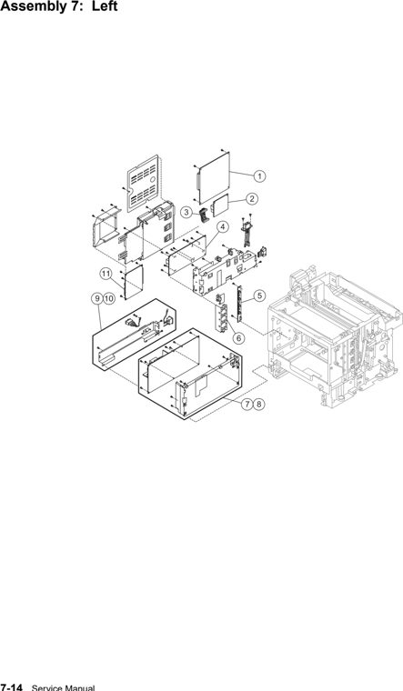 Assembly 7: Left parts diagram - Lexmark X500 & X502 Parts