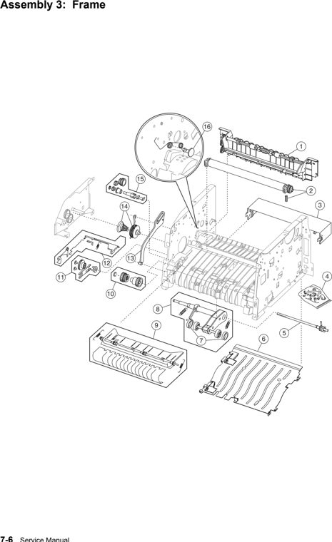 Assembly 3: Frame parts diagram - Lexmark E350 E352 Parts