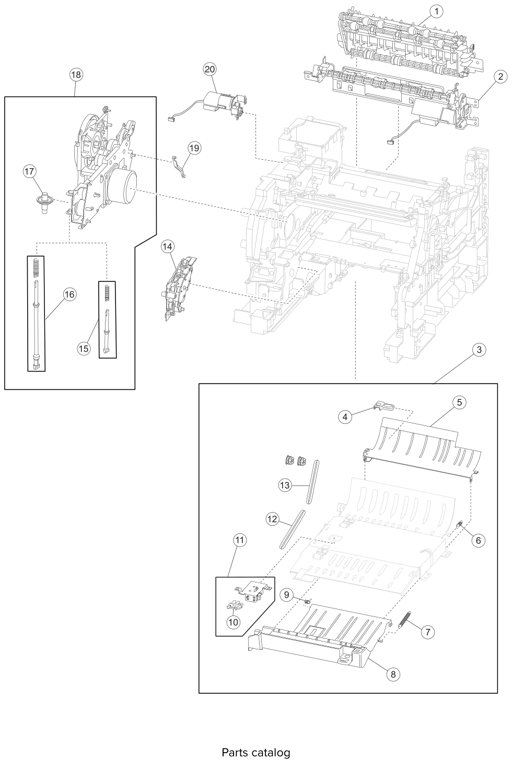 Assembly 4: Drive motor assemblies and duplex parts diagram - Lexmark T650 T652 T654 T656 Parts