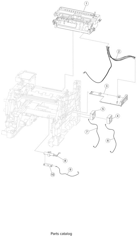 Assembly 8: LVPS, fuser, and electrical cables 1 parts diagram - Lexmark T650 T652 T654 T656 Parts