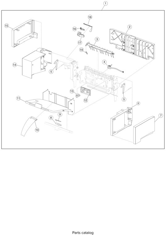 Assembly 19: Output expander parts diagram - Lexmark T650 T652 T654 T656 Parts