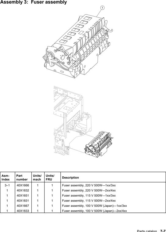 Assembly 3: Fuser assembly parts diagram - Lexmark C770 & C772 Parts