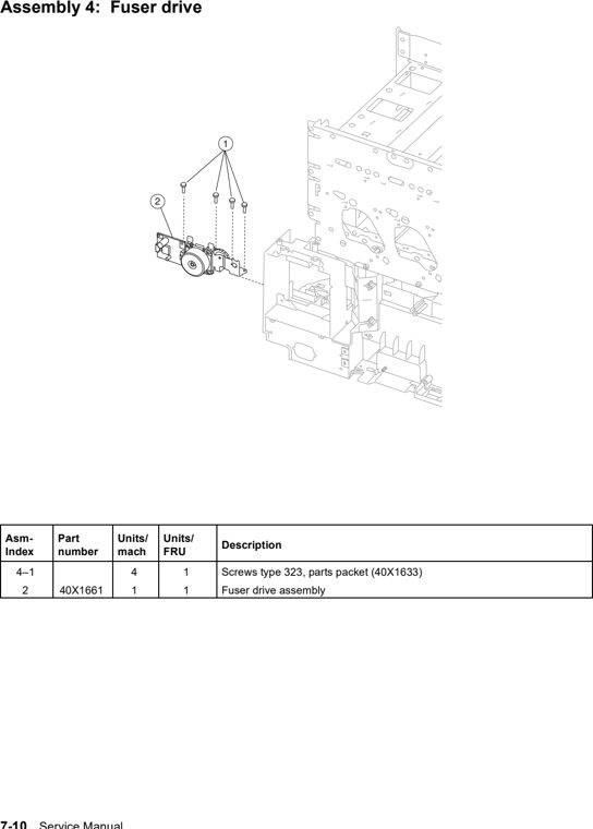 Assembly 4: Fuser drive parts diagram - Lexmark C770 & C772 Parts