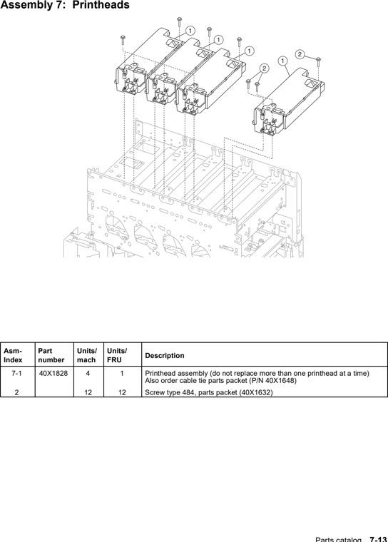 Assembly 7: Printheads parts diagram - Lexmark C770 & C772 Parts
