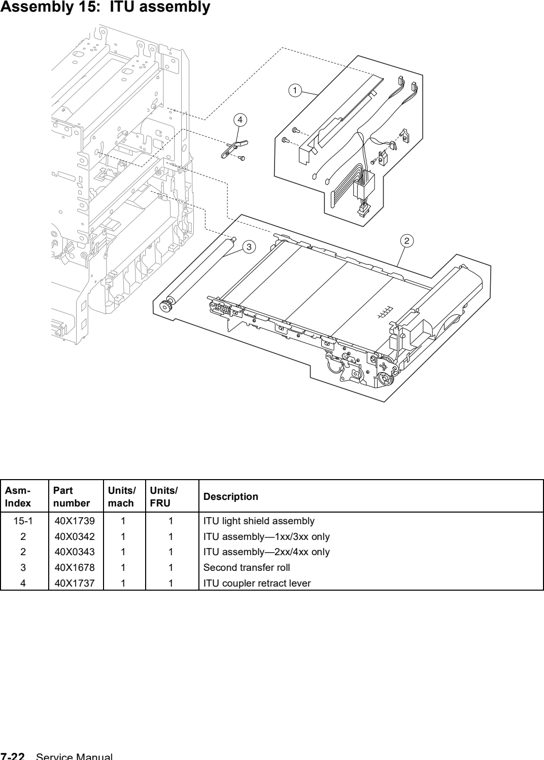 Assembly 15: ITU assembly parts diagram - Lexmark C770 & C772 Parts