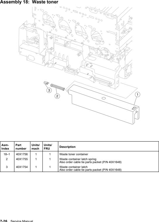 Assembly 18: Waste toner parts diagram - Lexmark C770 & C772 Parts