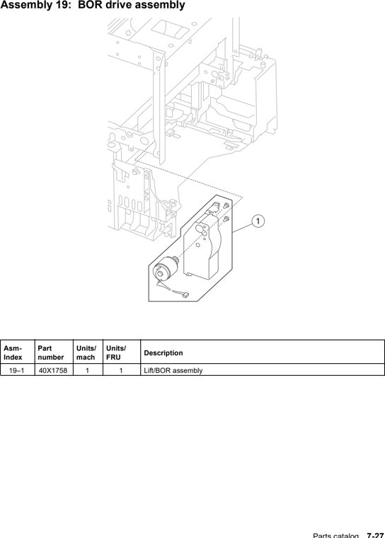 Assembly 19: BOR drive assembly parts diagram - Lexmark C770 & C772 Parts