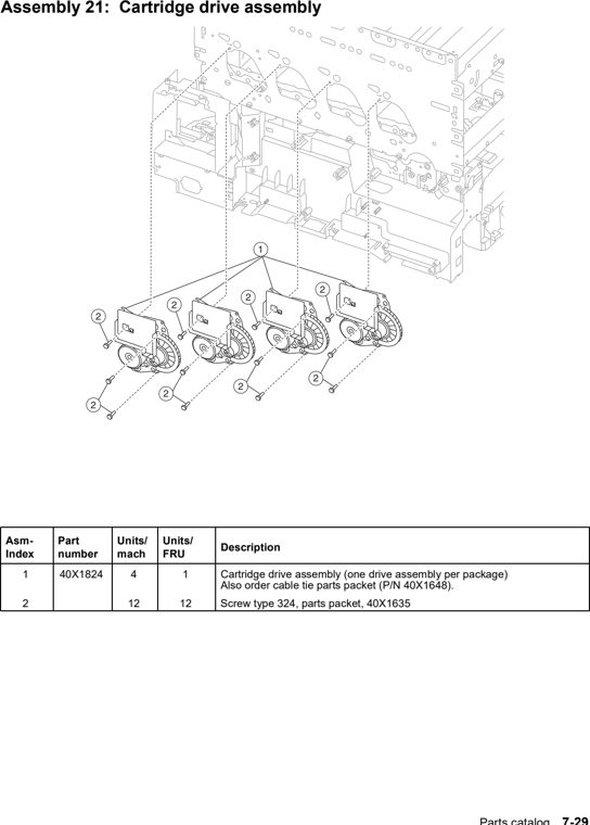 Assembly 21: Cartridge drive assembly parts diagram - Lexmark C770 & C772 Parts