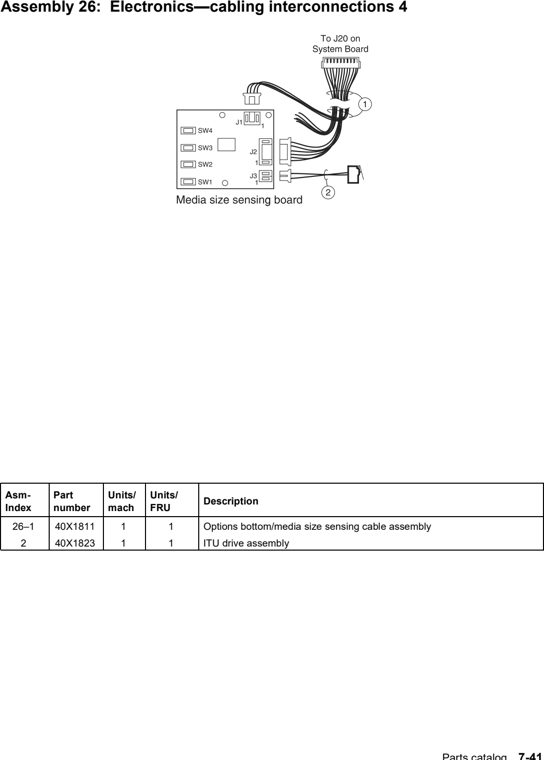 Assembly 26: Electronics—cabling interconnections 4 parts diagram - Lexmark C770 & C772 Parts