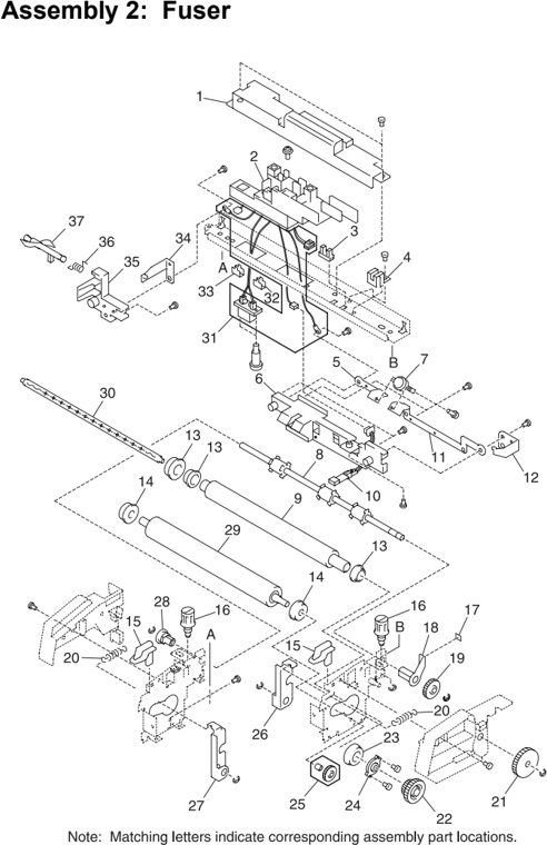Assembly 2: Fuser parts diagram - Lexmark C710 Parts