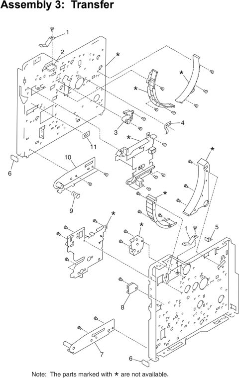 Assembly 3: Transfer parts diagram - Lexmark C710 Parts