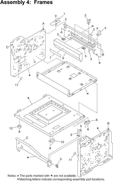 Assembly 4: Frames parts diagram - Lexmark C710 Parts