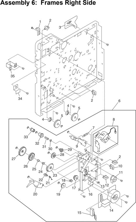Assembly 6: Frames Right Side parts diagram - Lexmark C710 Parts
