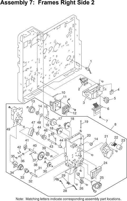 Assembly 7: Frames Right Side 2 parts diagram - Lexmark C710 Parts
