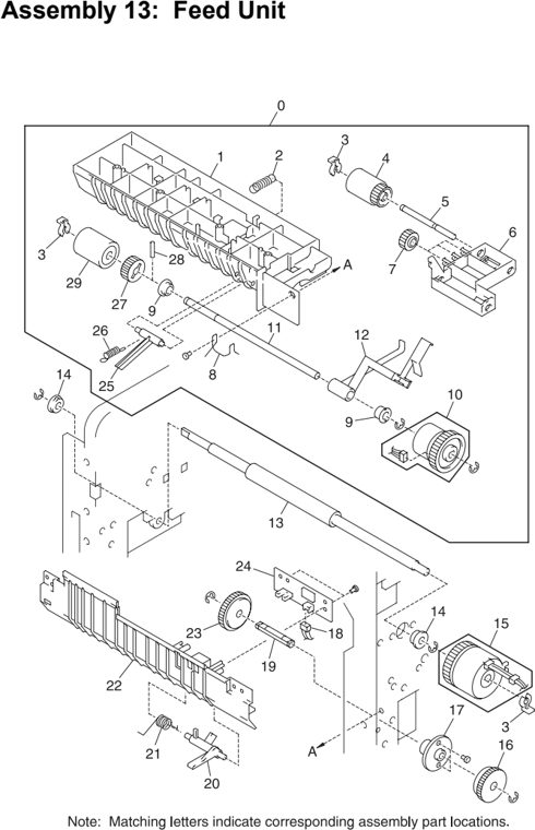 Assembly 13: Feed Unit parts diagram - Lexmark C710 Parts