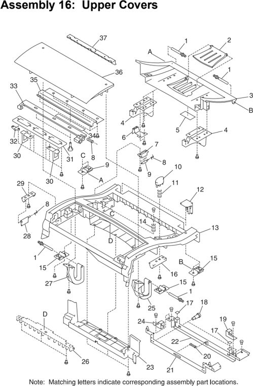 Assembly 16: Upper Covers parts diagram - Lexmark C710 Parts
