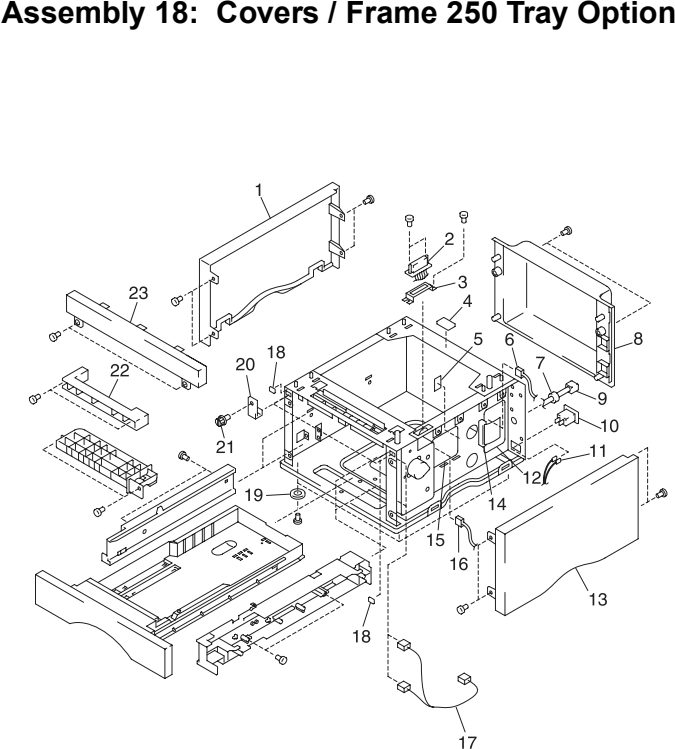 Assembly 18: Covers / Frame 250 Tray Option parts diagram - Lexmark C710 Parts