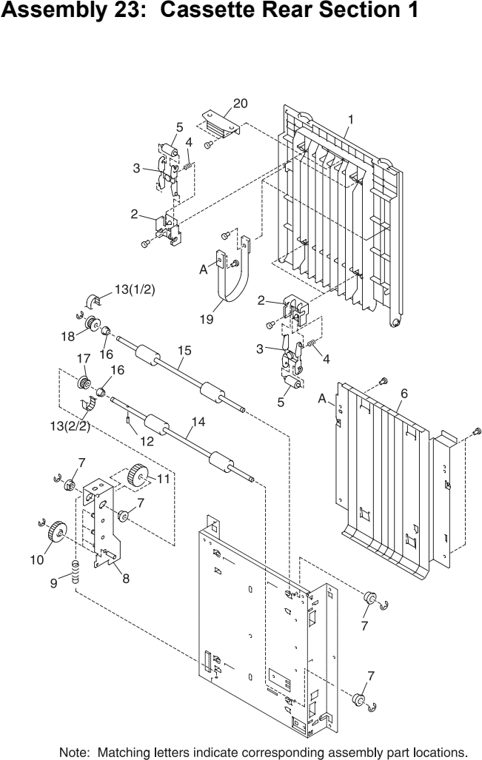 Assembly 23: Cassette Rear Section 1 parts diagram - Lexmark C710 Parts