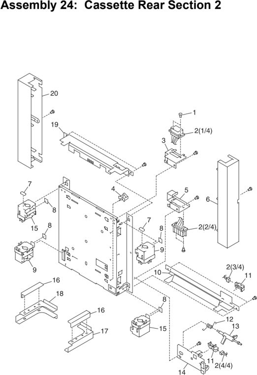 Assembly 24: Cassette Rear Section 2 parts diagram - Lexmark C710 Parts