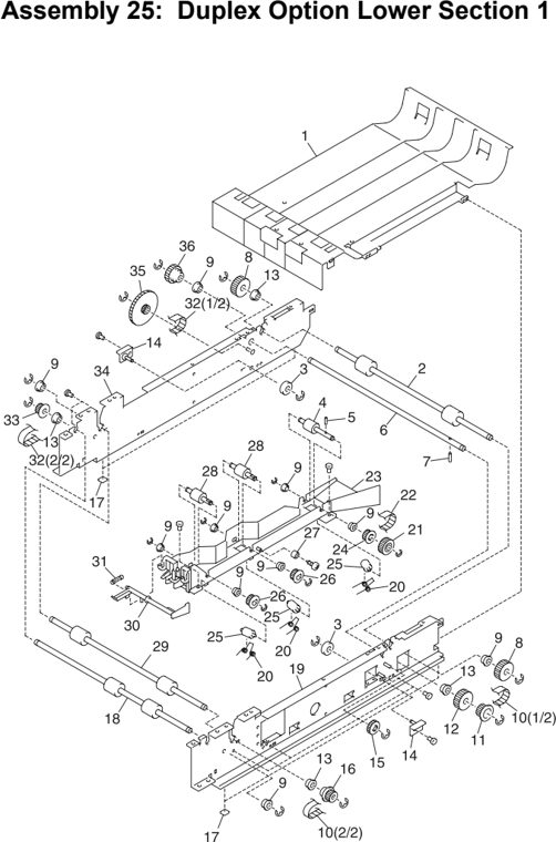 Assembly 25: Duplex Option Lower Section 1 parts diagram - Lexmark C710 Parts