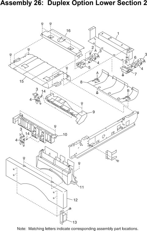 Assembly 26: Duplex Option Lower Section 2 parts diagram - Lexmark C710 Parts