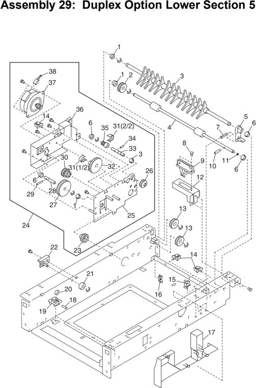 Assembly 29: Duplex Option Lower Section 5 parts diagram - Lexmark C710 Parts
