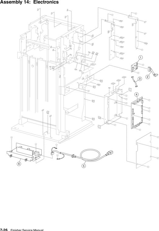 Assembly 14: Electronics parts diagram - Lexmark W840 W850 X85x X86x Finisher Parts