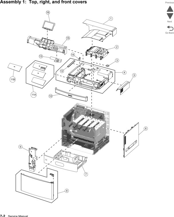 Assembly 1: Top, right, and front covers parts diagram - Lexmark C792 (c792 c795 cs796 cs797 cs798 cs799) Parts