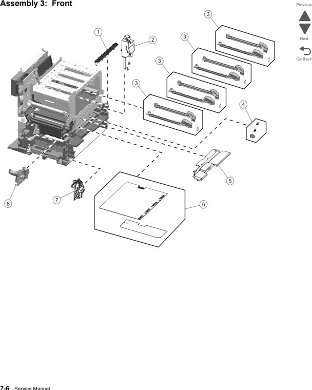 Assembly 3: Front parts diagram - Lexmark C792 (c792 c795 cs796 cs797 cs798 cs799) Parts