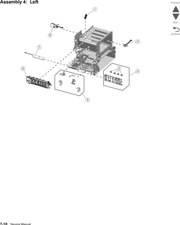 Assembly 4: Left parts diagram - Lexmark C792 (c792 c795 cs796 cs797 cs798 cs799) Parts