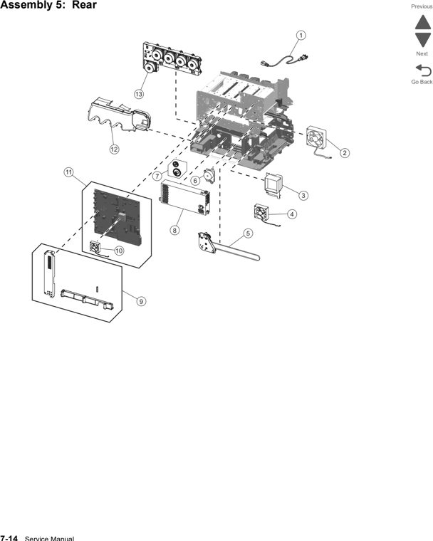 Assembly 5: Rear parts diagram - Lexmark C792 (c792 c795 cs796 cs797 cs798 cs799) Parts