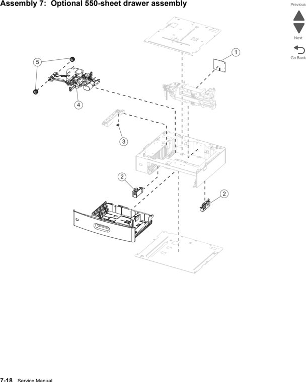 Assembly 7: Optional 550-sheet drawer assembly parts diagram - Lexmark C792 (c792 c795 cs796 cs797 cs798 cs799) Parts