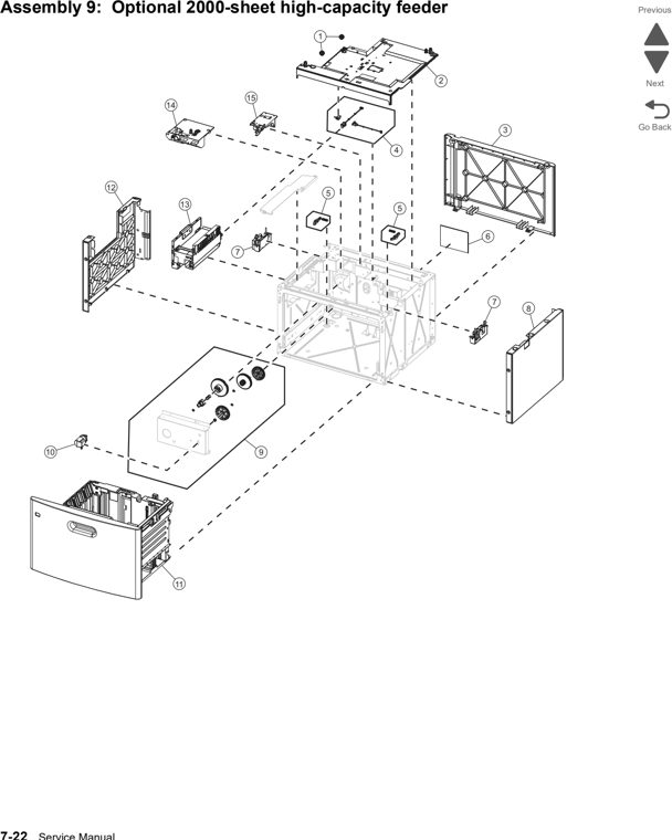 Assembly 9: Optional 2000-sheet high-capacity feeder parts diagram - Lexmark C792 (c792 c795 cs796 cs797 cs798 cs799) Parts