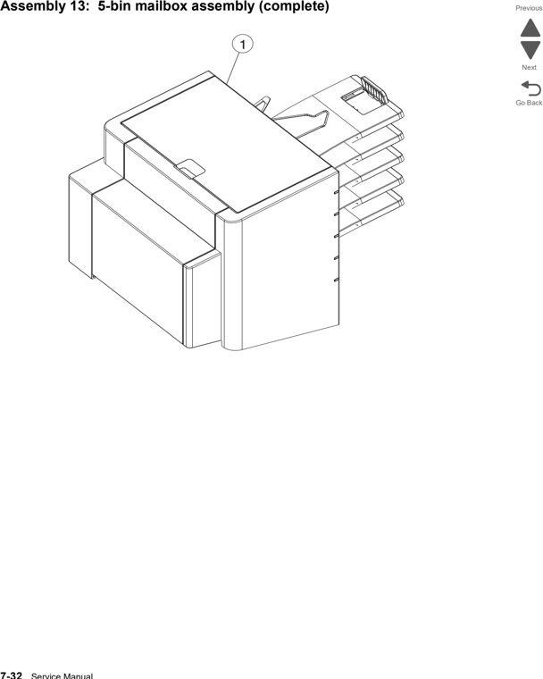 Assembly 13: 5-bin mailbox assembly (complete) parts diagram - Lexmark C792 (c792 c795 cs796 cs797 cs798 cs799) Parts